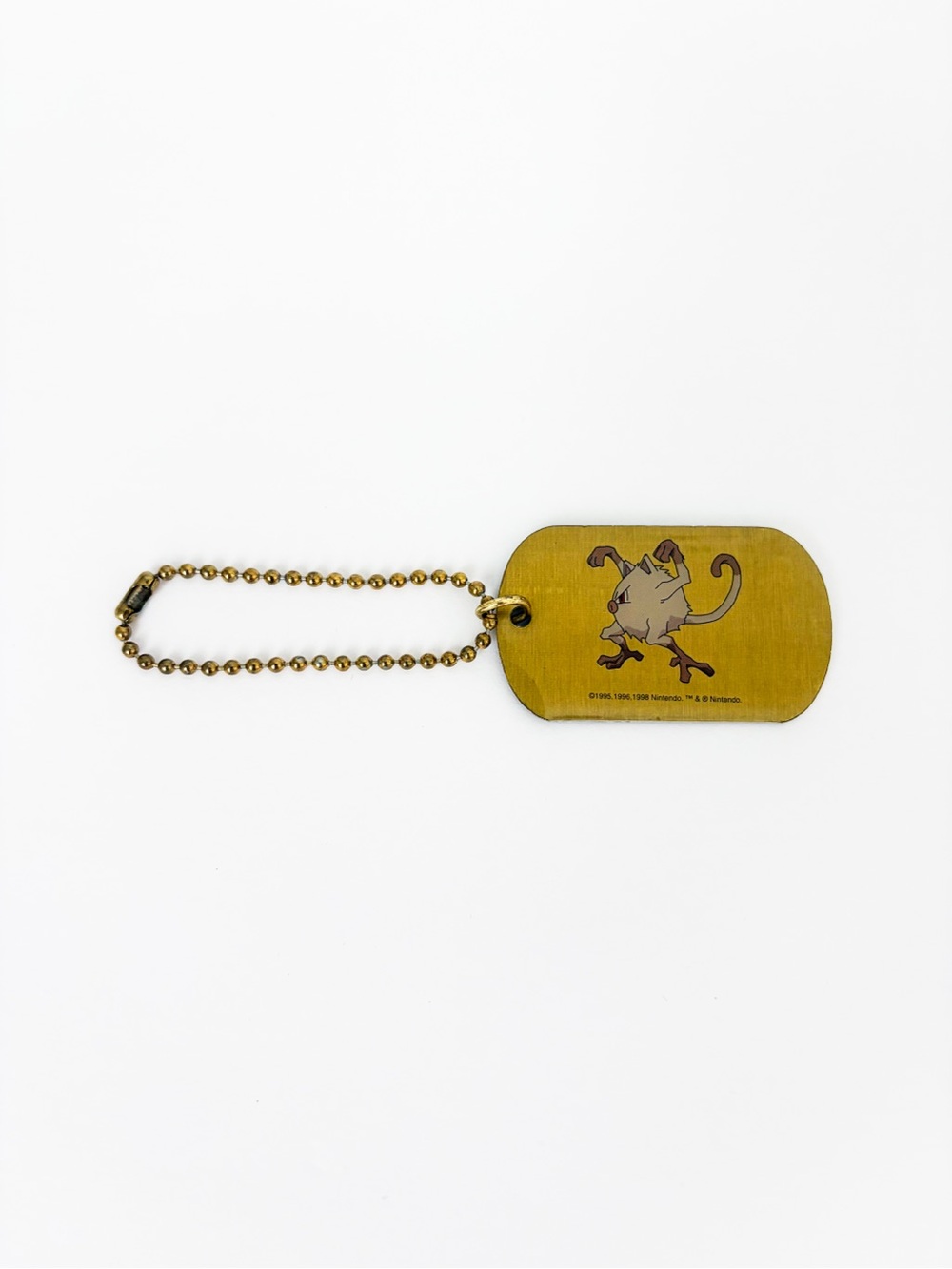 1998 Pokemon Mankey Dog Tag Key Chain Tag Got To Catch Them All #56
